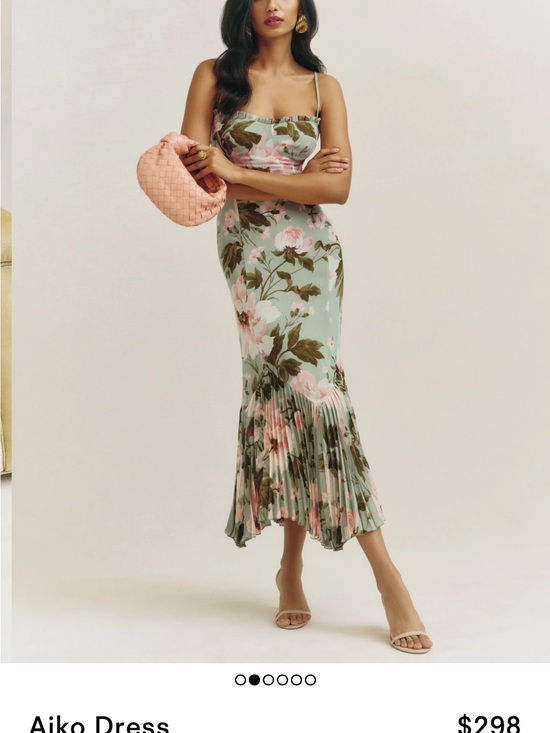 Reformation Dresses & Skirts - Reformation Aiko Midi Dress in Sage Green with Pink Floral